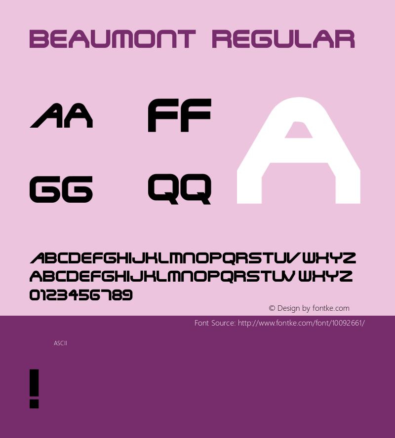 Beaumont Regular Unknown Font Sample