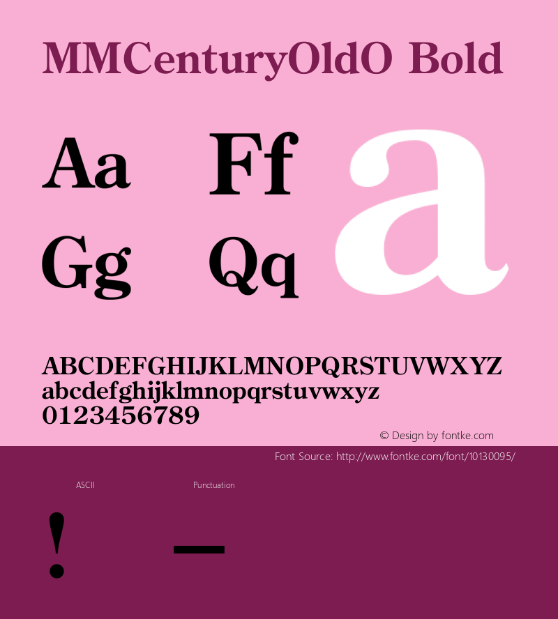 MMCenturyOldO Bold Version 2.4.0 Font Sample