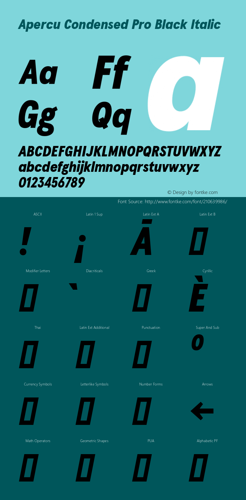 Apercu Condensed Pro Black Italic Version 1.004图片样张
