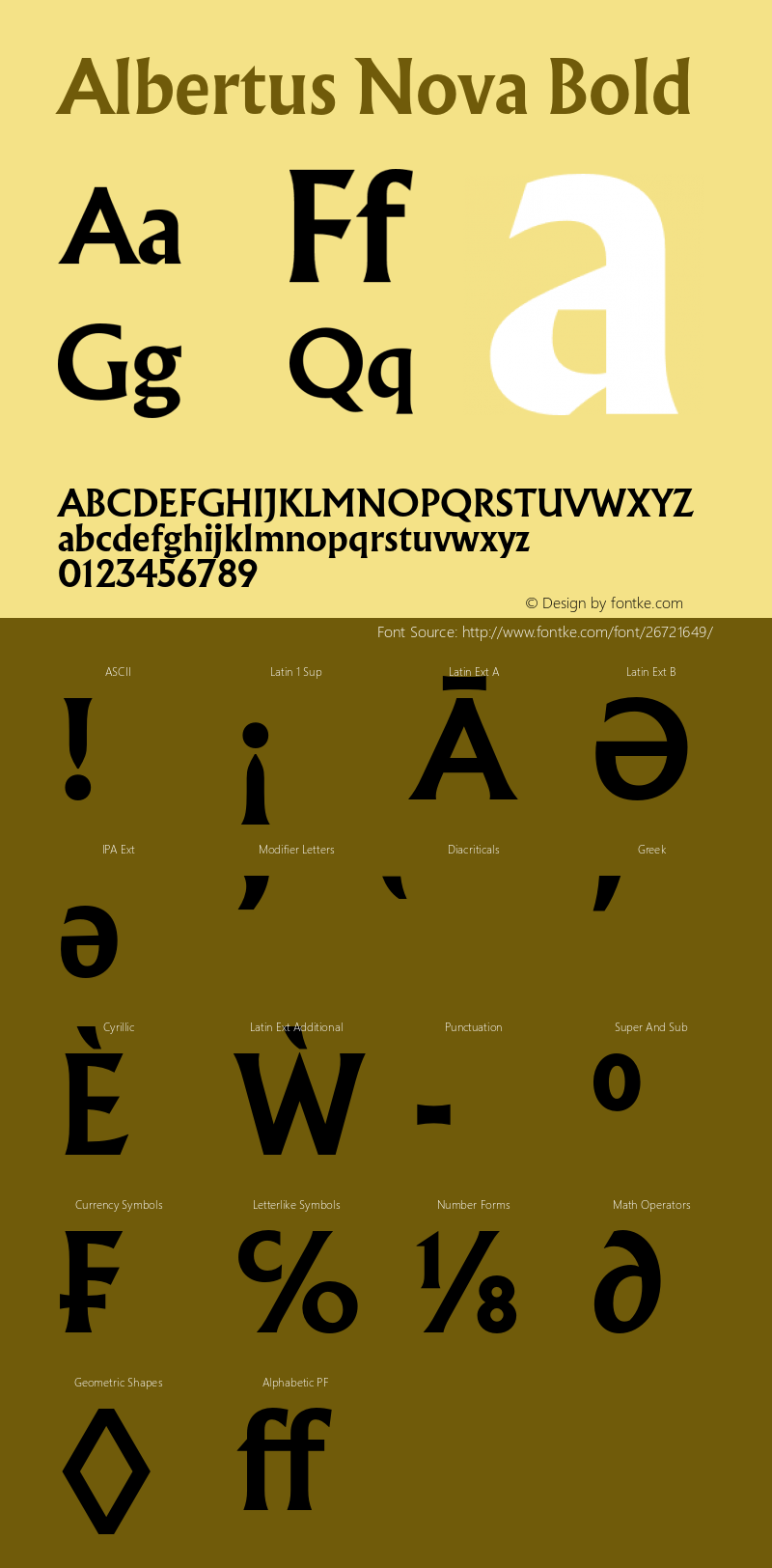 Albertus Nova Bold Version 1.001, build 8, s3 Font Sample