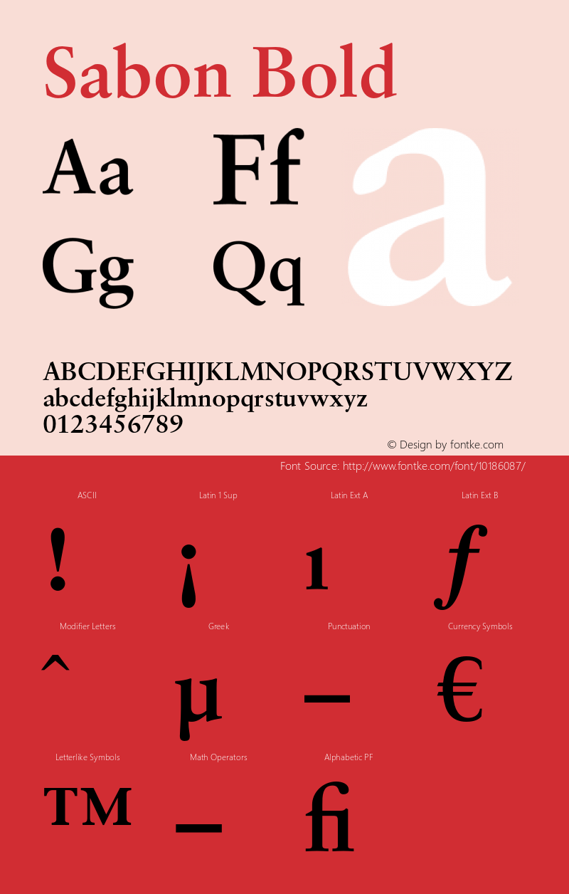 Sabon Bold OTF 1.0;PS 001.000;Core 1.0.22 Font Sample