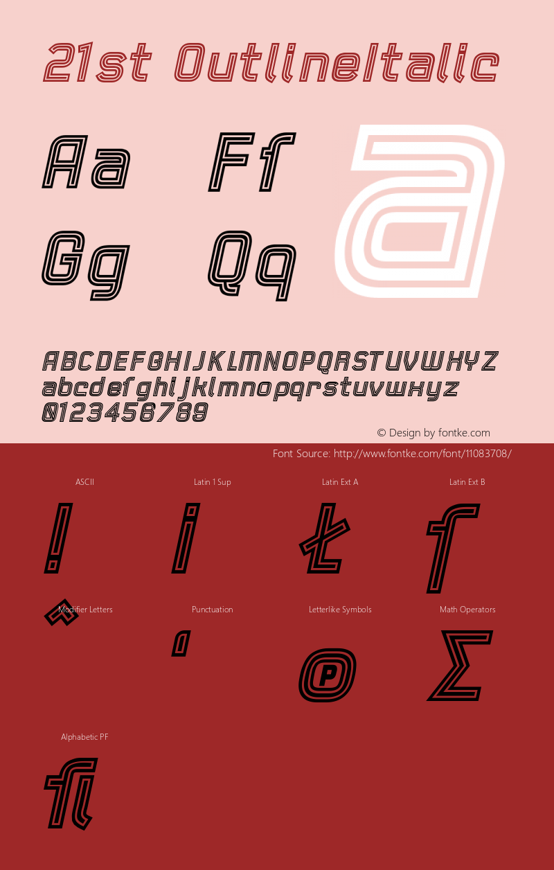 21st OutlineItalic Version 001.000 Font Sample