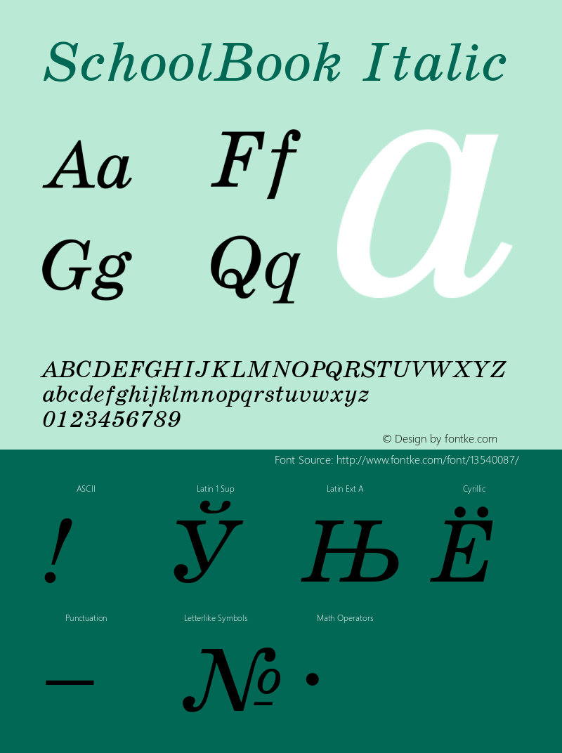 SchoolBook Italic Converted from t:\SHI_____.TF1 by ALLTYPE Font Sample