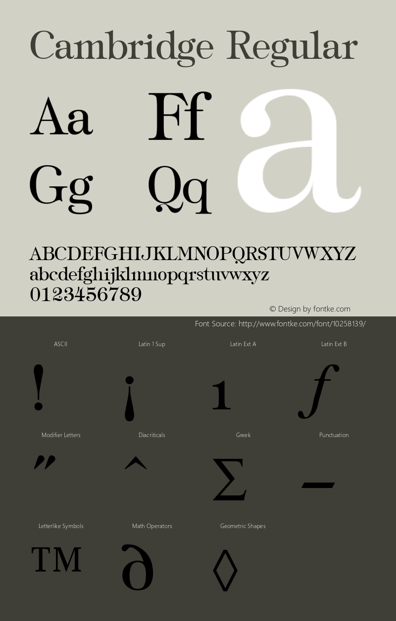 Cambridge Regular Altsys Metamorphosis:4/30/93 Font Sample