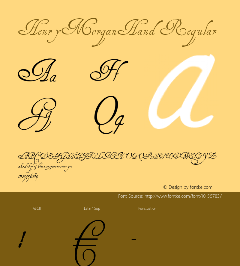 HenryMorganHand Regular 1.0 2004-11-08 Font Sample