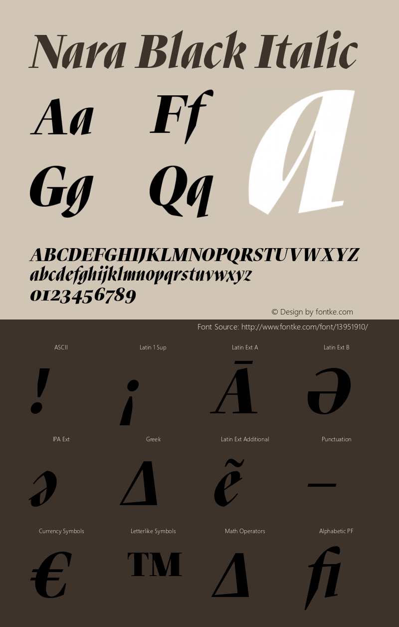 Nara Black Italic Version 1.001 Font Sample