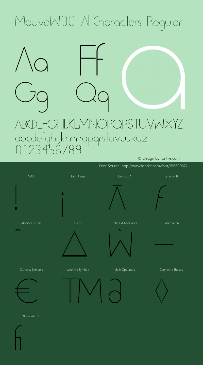 MauveW00-AltCharacters Regular Version 2.20 Font Sample