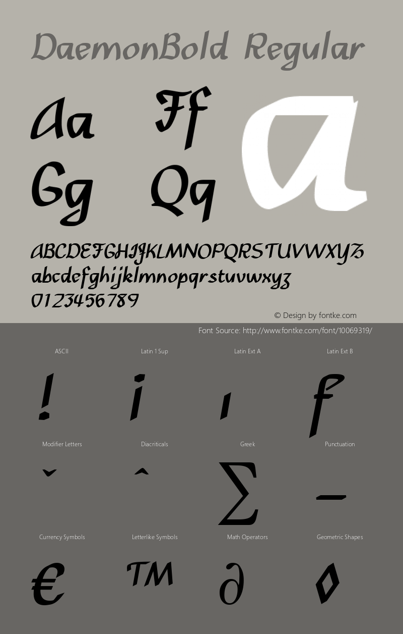 DaemonBold Regular Brendel            :09.12.1994 Font Sample