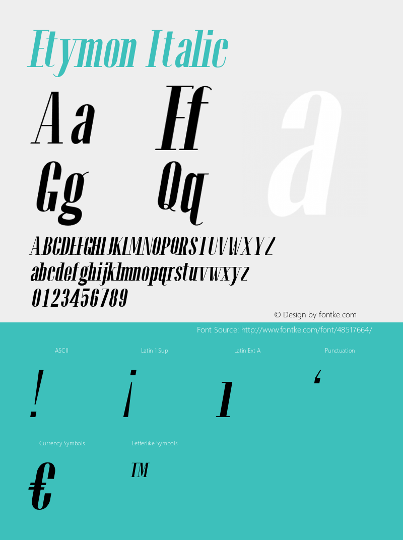 Etymon-Oblique Version 1.00 2016 Font Sample