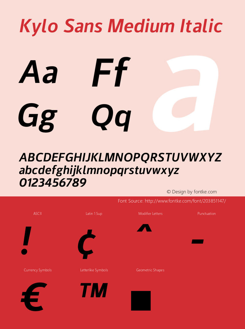 Kylo Sans Medium Italic Version 1.00;March 14, 2019;FontCreator 11.5.0.2422 32-bit图片样张