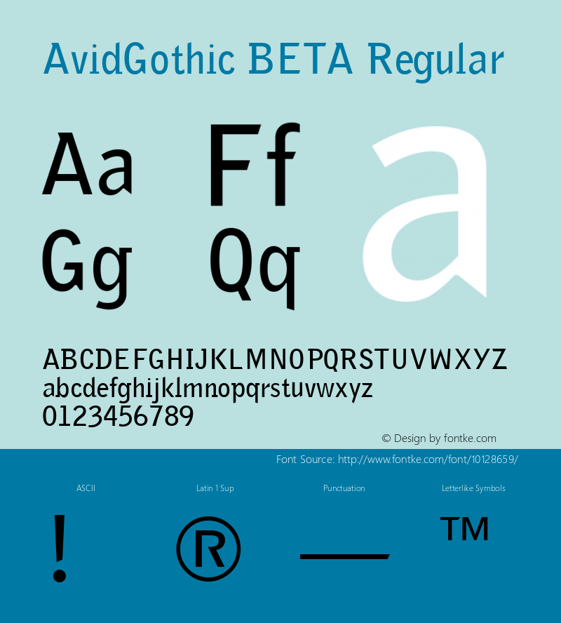 AvidGothic BETA Regular 001.000 Font Sample