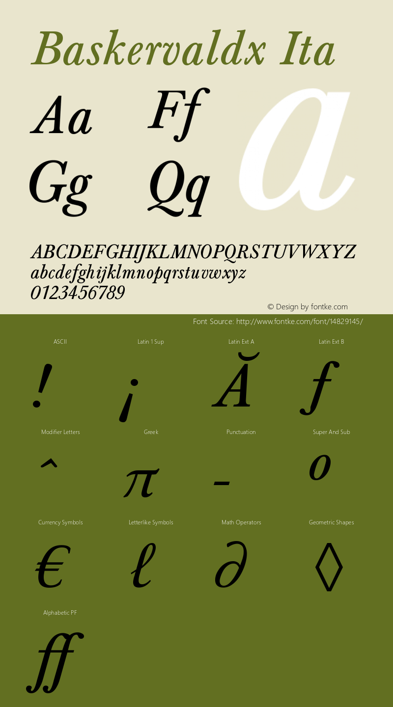 Baskervaldx Ita Version 1.0 Font Sample