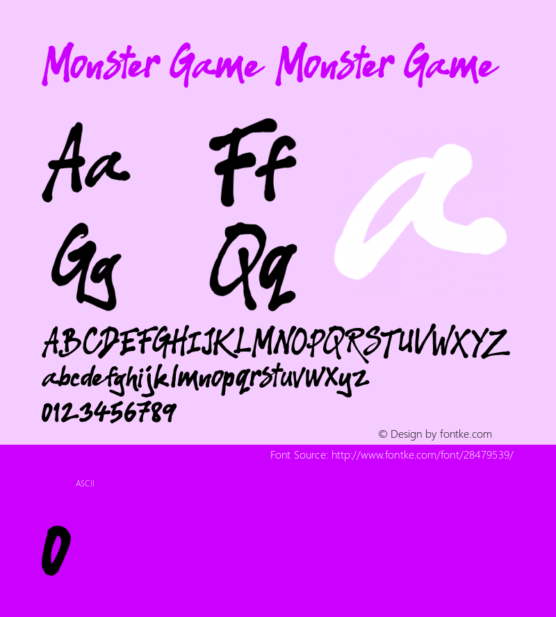Monster Game Version 1.000 Font Sample