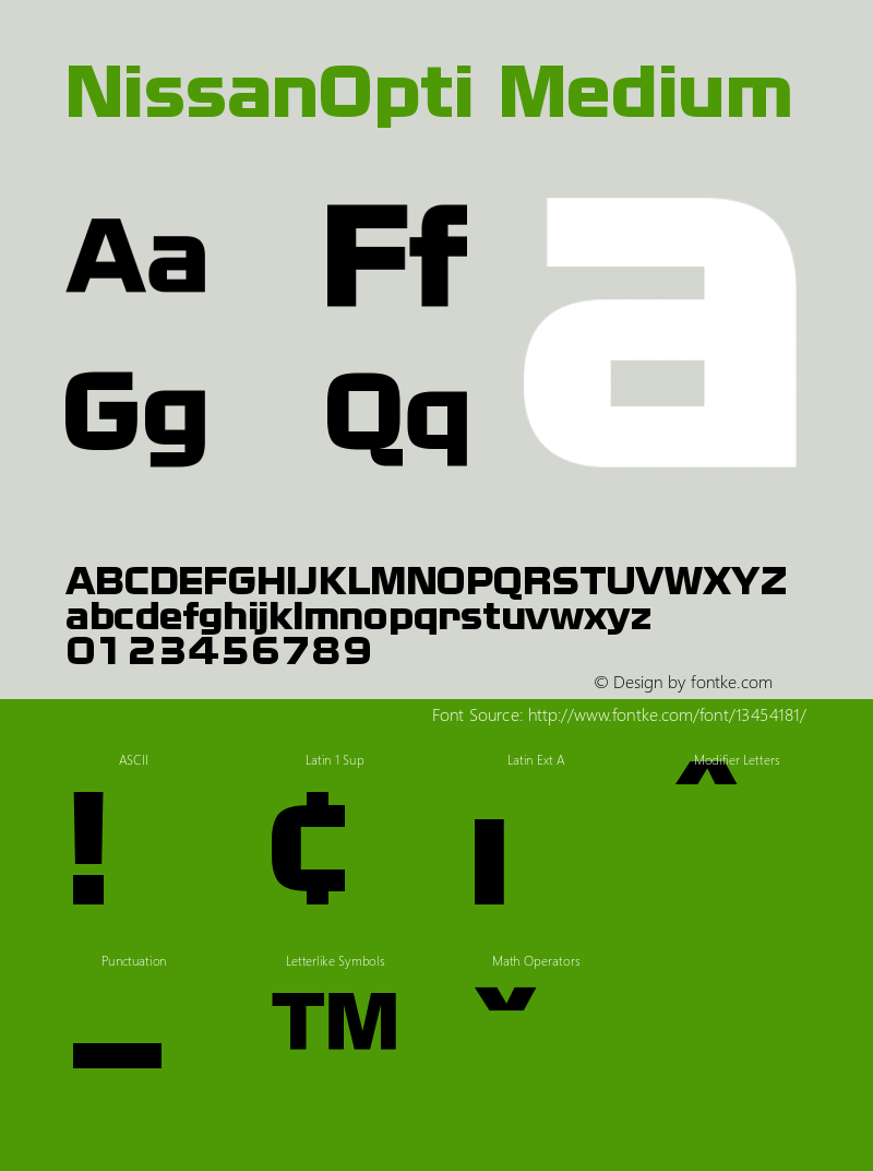 NissanOpti Medium Version 001.000 Font Sample