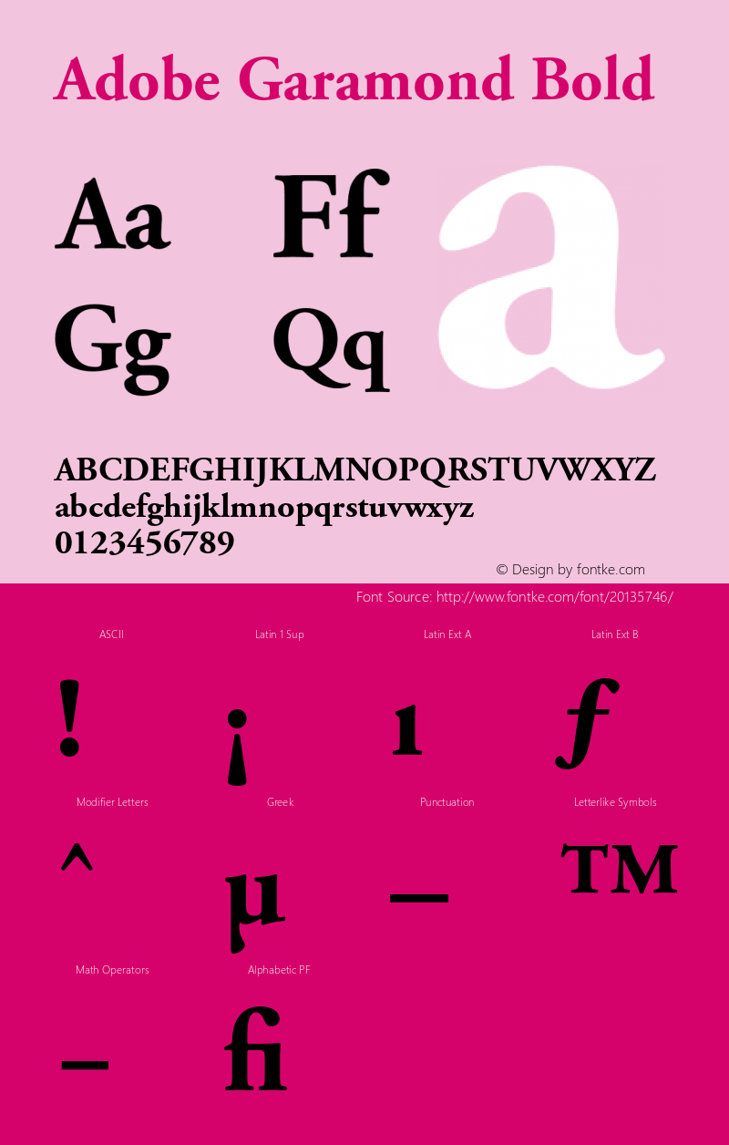 AGaramond-Bold Version 001.002 Font Sample