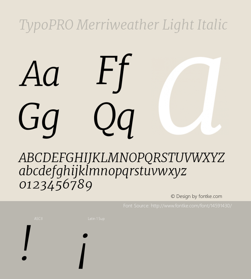 TypoPRO Merriweather Light Italic Version 1.001 Font Sample