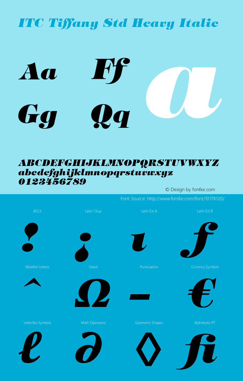 ITC Tiffany Std Heavy Italic OTF 1.018;PS 001.003;Core 1.0.31;makeotf.lib1.4.1585 Font Sample