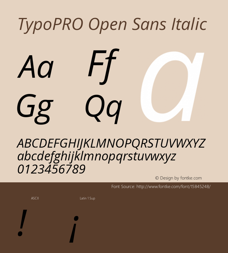 TypoPRO Open Sans Italic Version 1.10 Font Sample