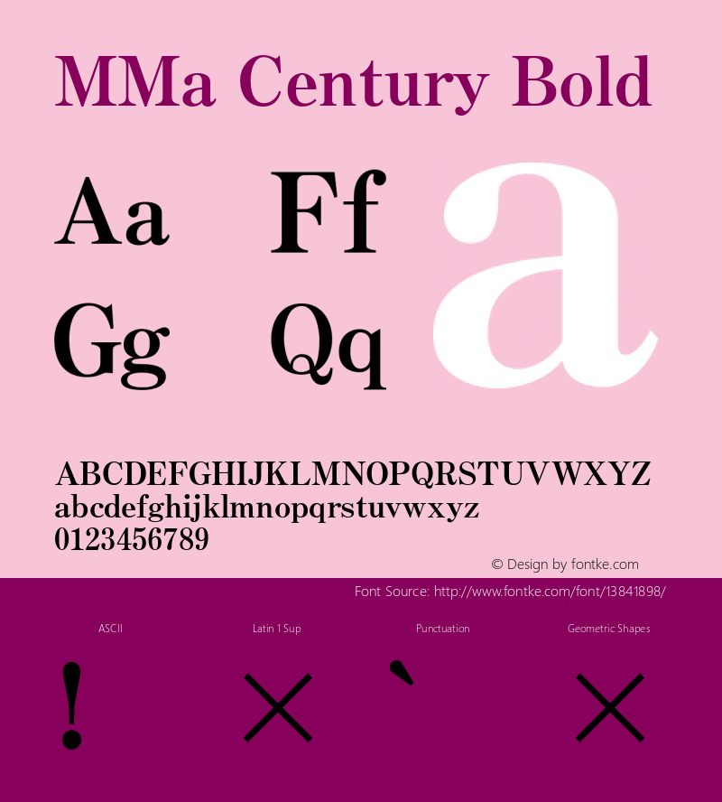 MMa Century Bold Version 3.100;PS 001.000;hotconv 1.0.38;makeotf.lib1.6.5960 Font Sample