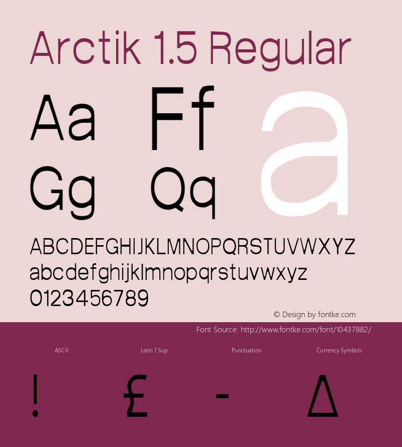 Arctik 1.5 Regular Version 001.000 Font Sample