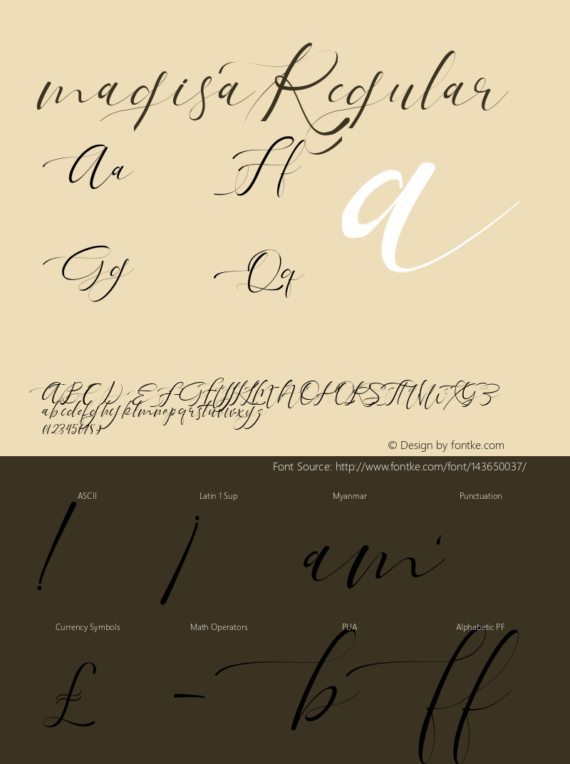 magisa Regular Version 1.00;March 19, 2021;FontCreator 12.0.0.2546 64-bit Font Sample