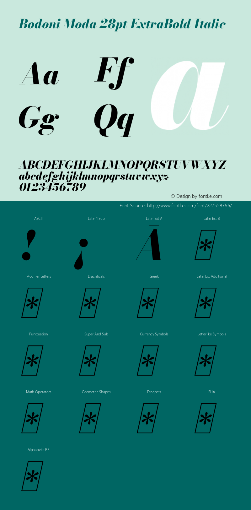 Bodoni Moda 28pt ExtraBold Italic Version 2.004图片样张