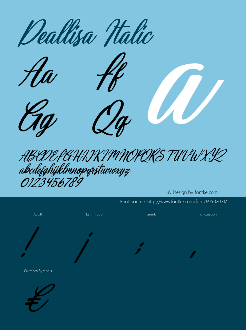 Deallisa Italic Version 1.00;June 4, 2020;FontCreator 12.0.0.2563 64-bit Font Sample