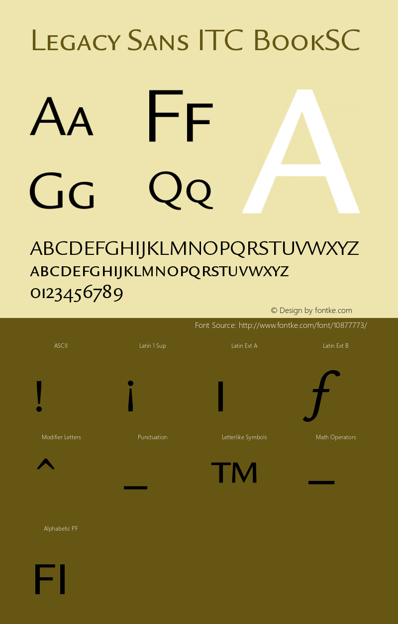 Legacy Sans ITC BookSC Version 001.005 Font Sample