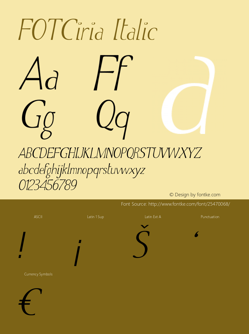 FOTCiria-Italic Version 1.000 Font Sample