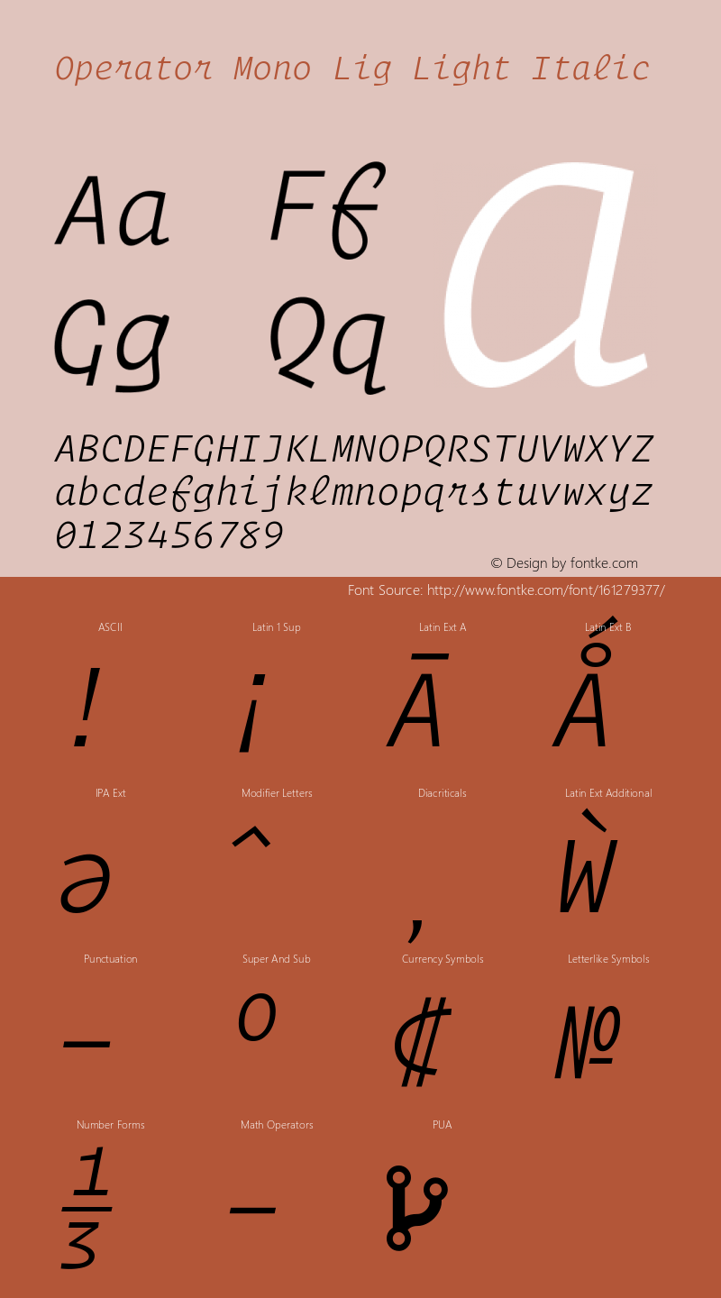 Operator Mono Lig Light Italic Version 1.200 Font Sample