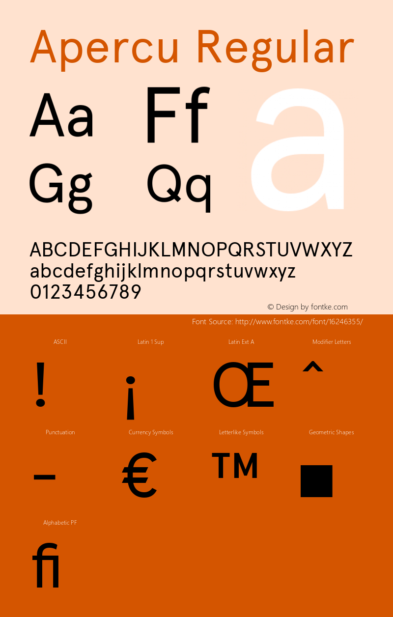 Apercu Regular Version 1.000 Font Sample