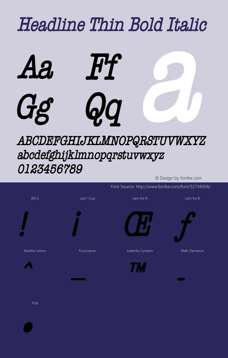 HeadlineThinBoldItalic Altsys Fontographer 4.1 1/5/95 {DfLp-URBC-66E7-7FBL-FXFA} Font Sample