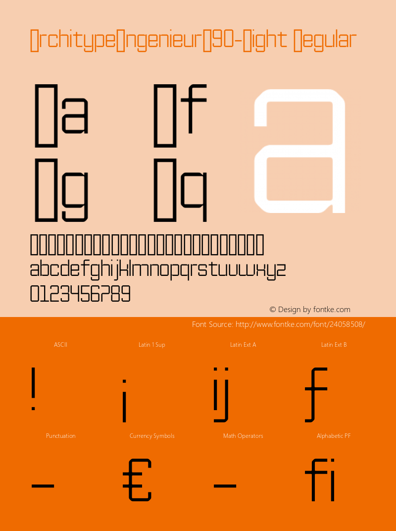 Architype Ingenieur W90 Light Version 1.1 Font Sample