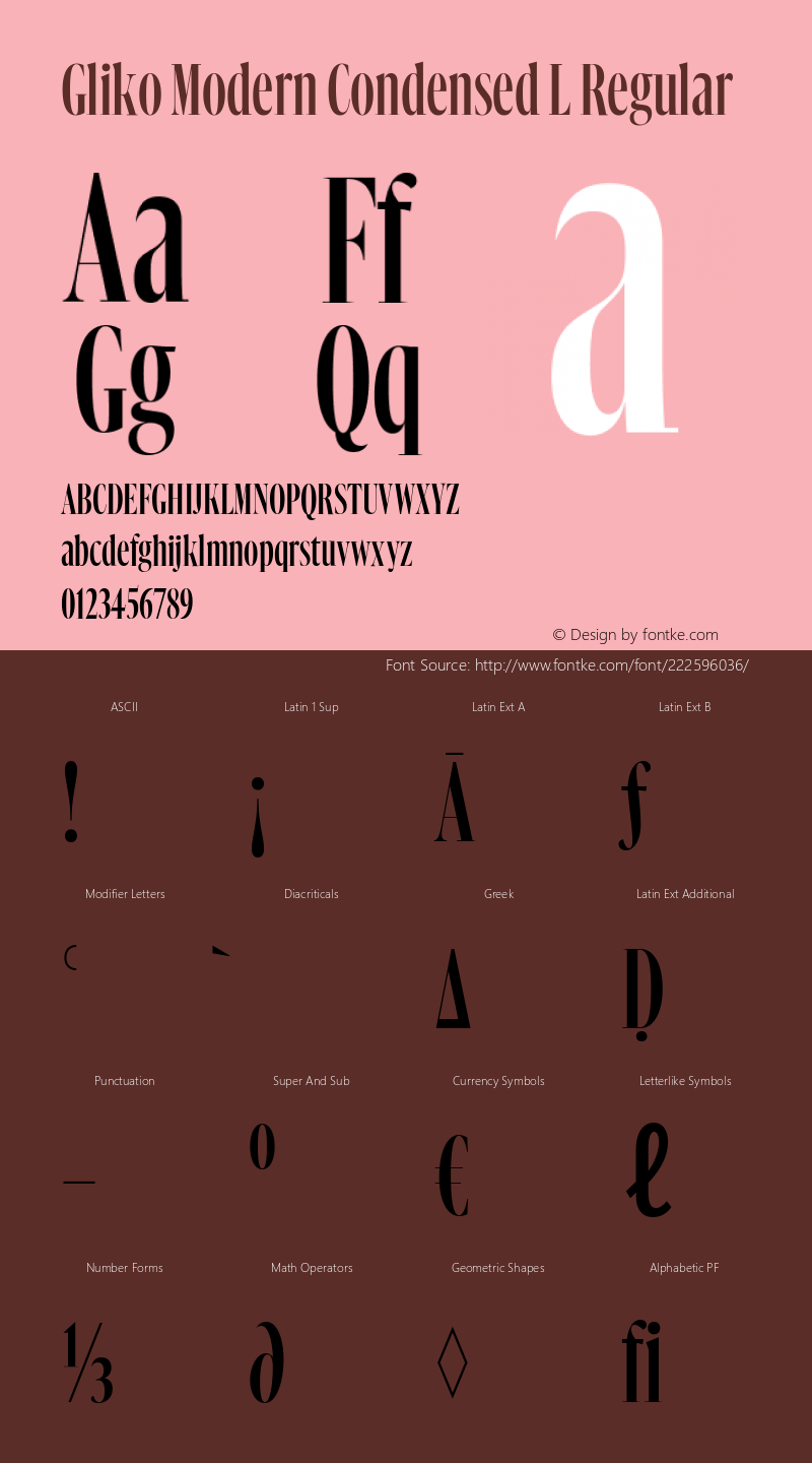 Gliko Modern Condensed L Regular Version 2.001图片样张