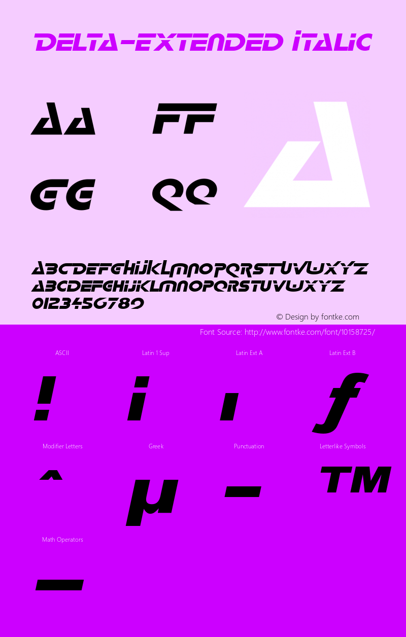 Delta-Extended Italic 1.0/1995: 2.0/2001 Font Sample