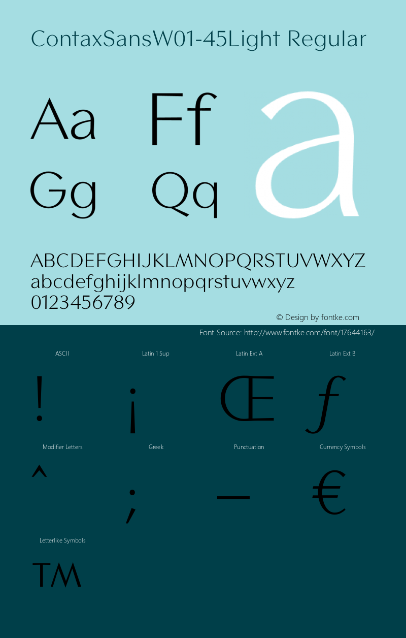 ContaxSansW01-45Light Regular Version 1.00 Font Sample