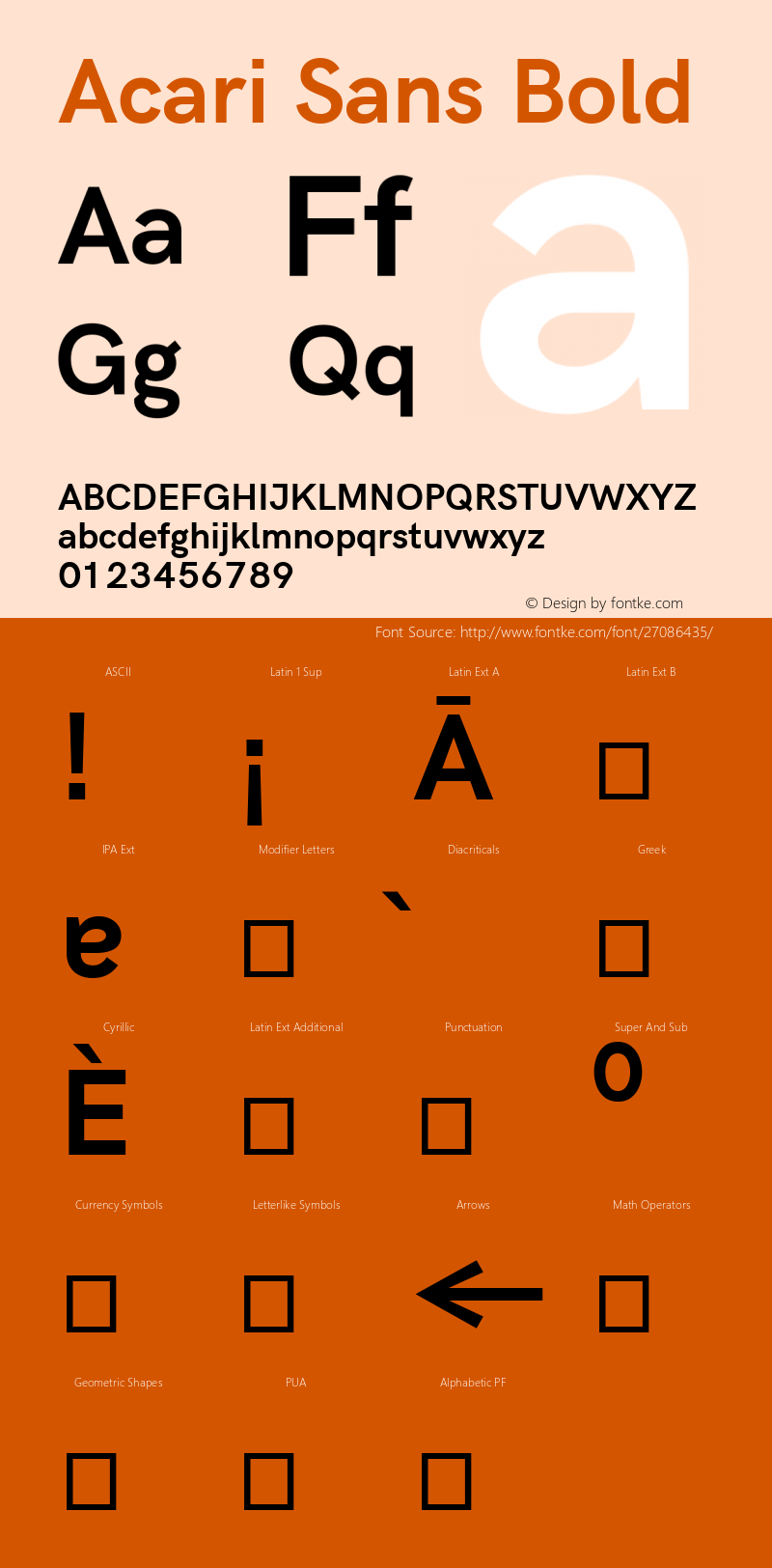 Acari Sans Bold Version 1.045; ttfautohint (v1.6) Font Sample