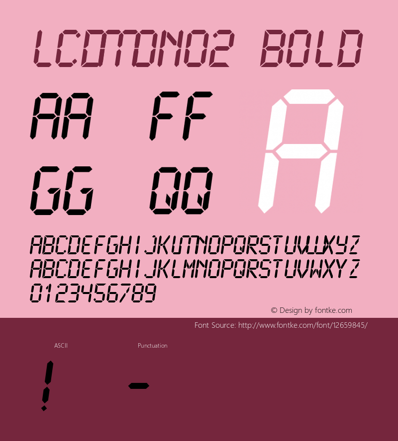 LCDMono2 Bold Altsys Fontographer 4.0.4 1999/10/30 Font Sample