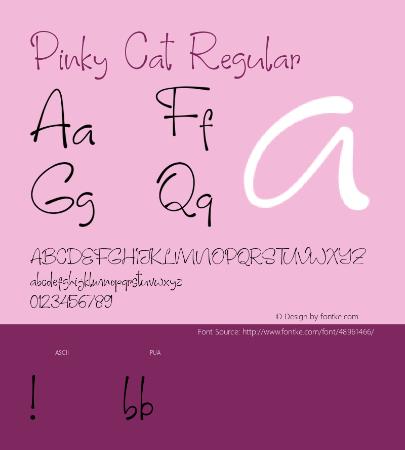 Pinky Cat Version 1.000 Font Sample