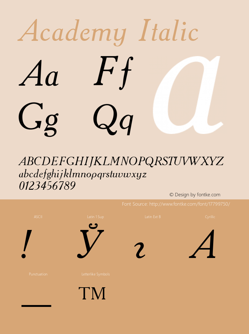 Academy Italic 001.000 Font Sample