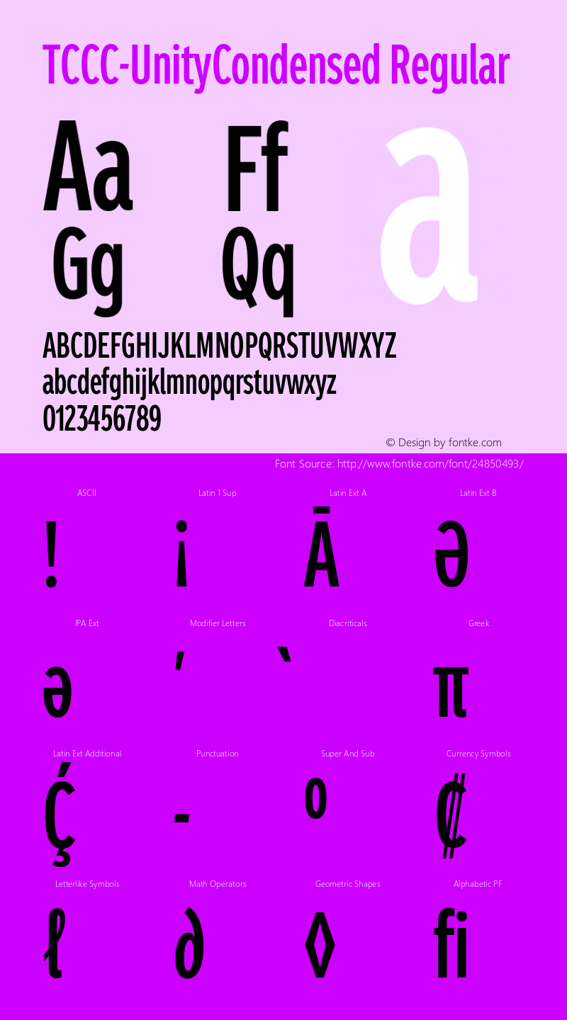 TCCC-UnityCondensed Medium 1.00 Font Sample