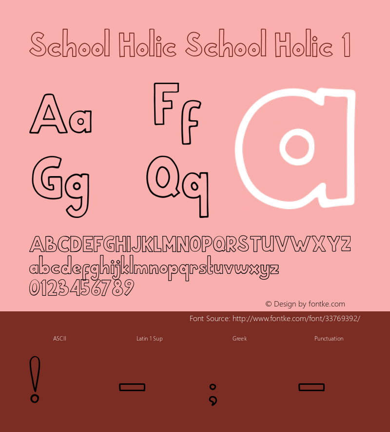 School Holic 1 School Holic 1 Version 1.00;July 13, 2019;FontCreator 11.5.0.2427 64-bit Font Sample