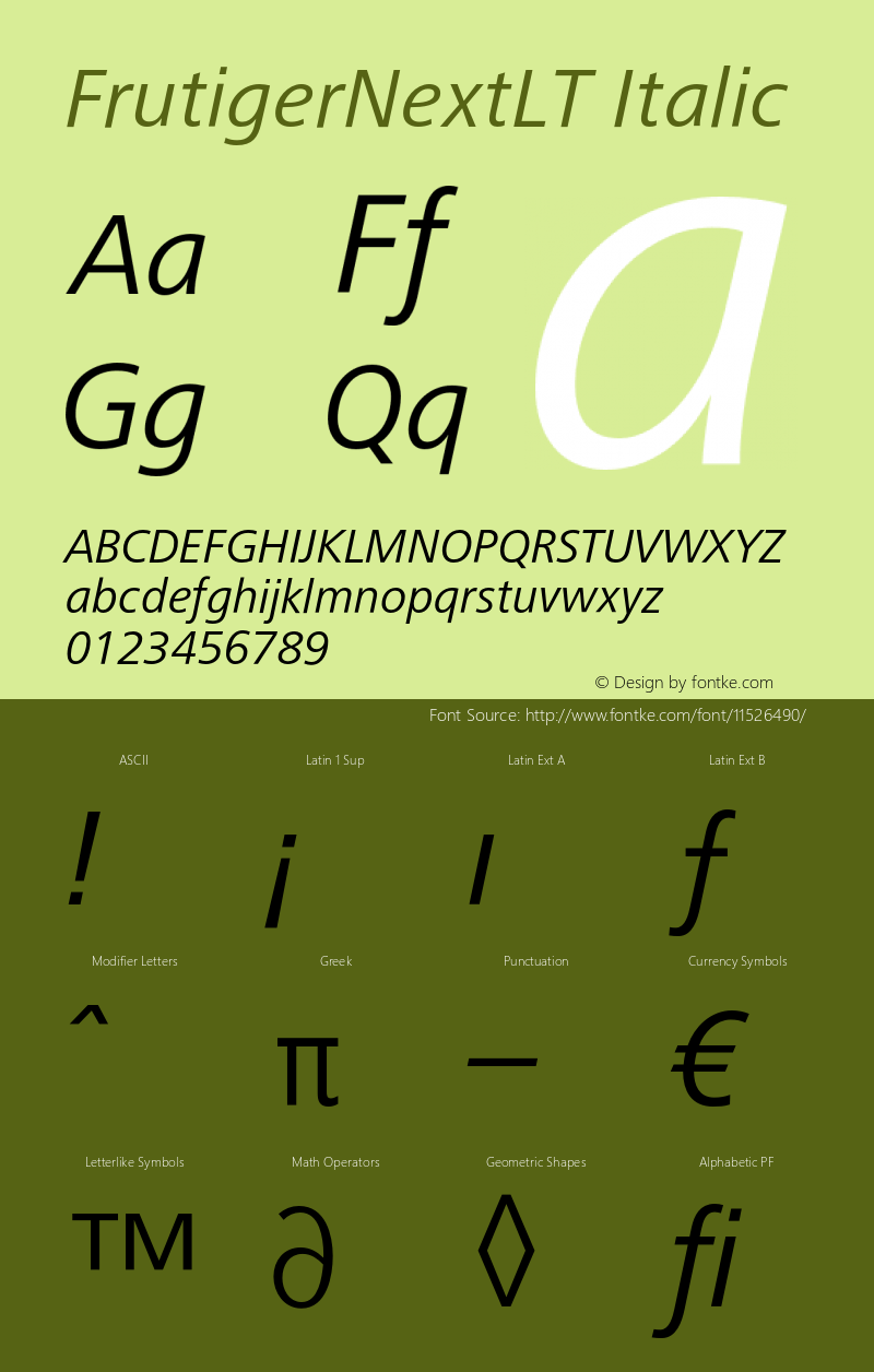 FrutigerNextLT Italic Version 1.000;PS 001.000;hotconv 1.0.38 Font Sample