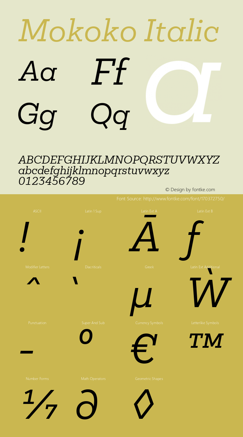 Mokoko Italic Version 1.000图片样张