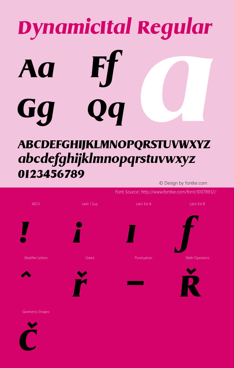 DynamicItal Regular Altsys Fontographer 3.5  2/8/93 Font Sample