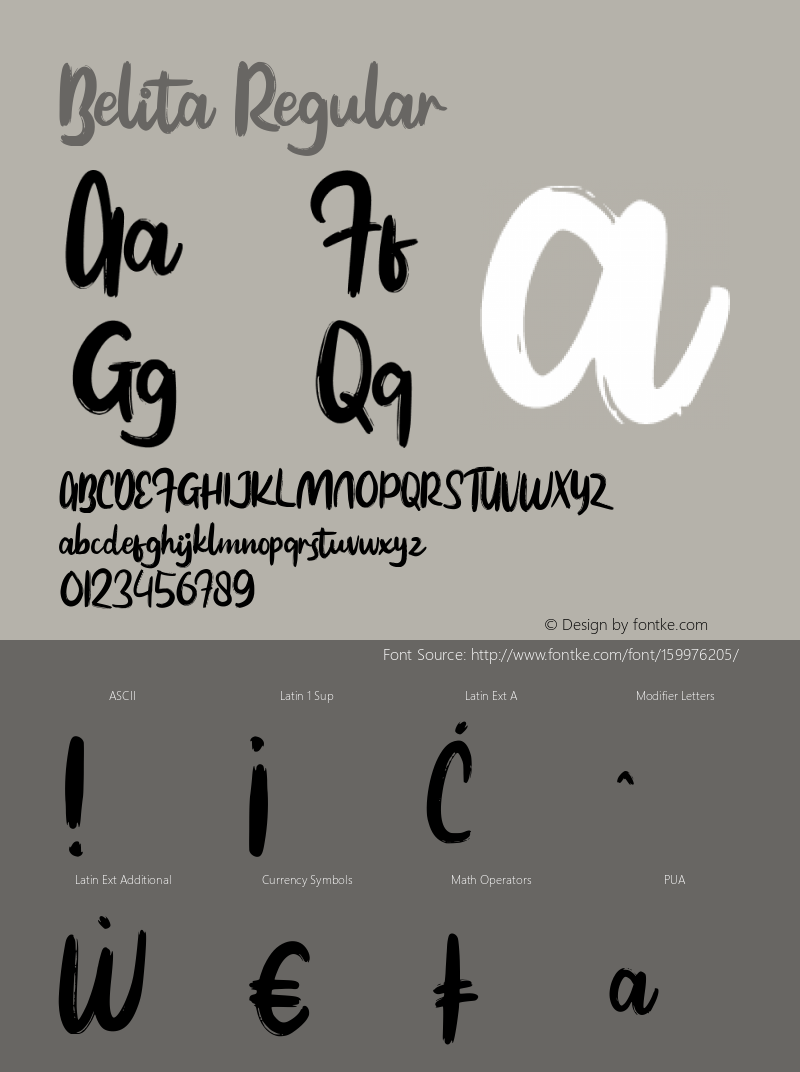 Belita Version 1.000 Font Sample