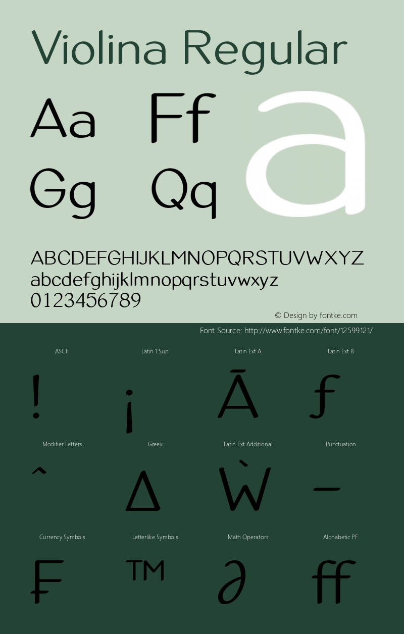 Violina Regular Version 001.001 Font Sample