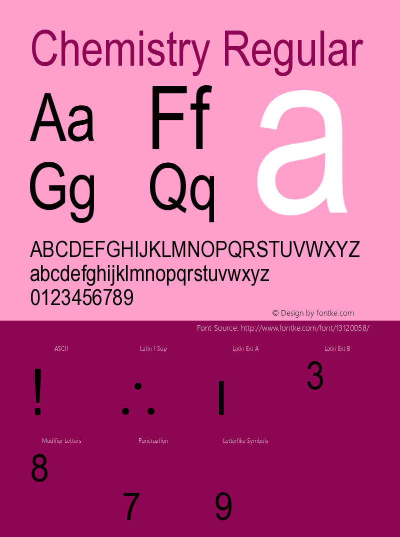 Chemistry Regular Version Release 05.07.93 Font Sample