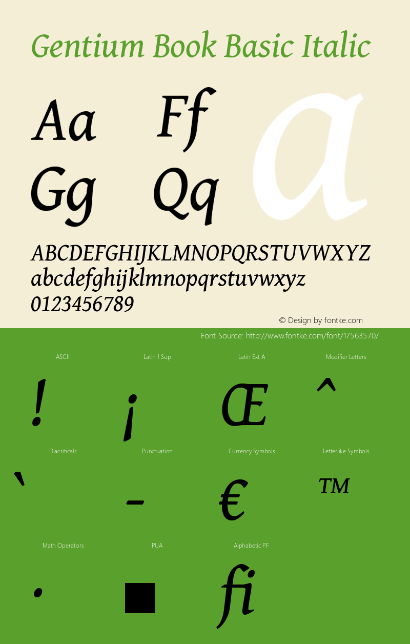 Gentium Book Basic Italic Version 1.100 Font Sample