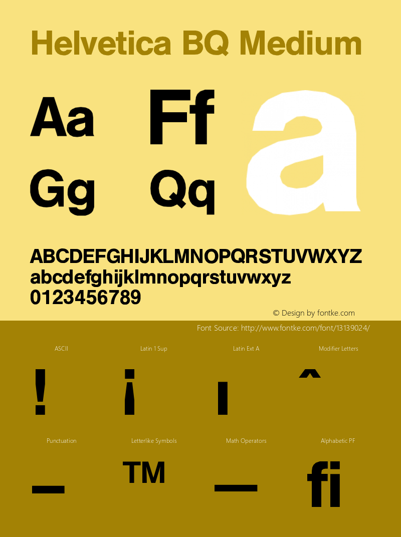 Helvetica BQ Medium Version 001.000 Font Sample